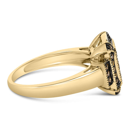 10K Yellow Gold Plated .925 Sterling Silver 1/2 Cttw Champagne Diamond Step Up Ring-1