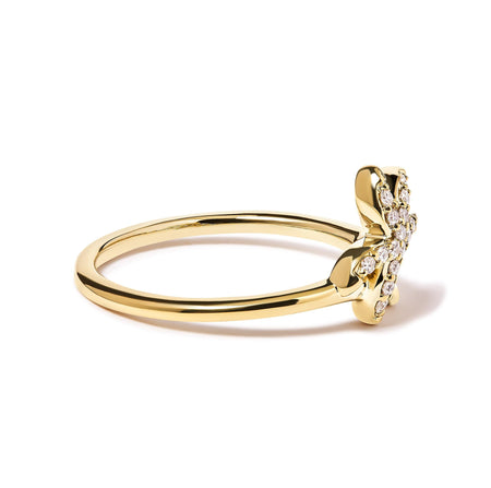 10K Yellow Gold 1/10 Cttw Diamond  Palm Tree Statement Ring (H-I Color, I1-I2 Clarity)-1