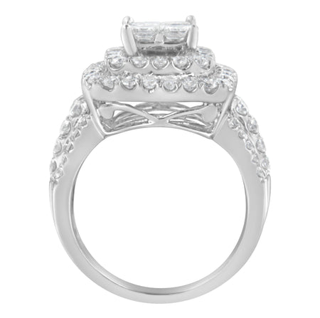 14KT White Gold Round and Princess Diamond Ring (2 1/4 cttw, H-I Color, SI1-SI2 Clarity)-1