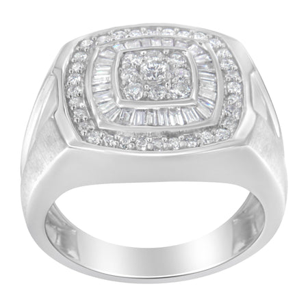 14K White Gold Men's Diamond Band Ring (1 cttw, H-I Color, SI1-I2 Clarity)-1