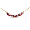 14K Yellow Gold Red Ruby and Diamond Trio Bar Line Necklace (I-J Color, SI2-I1 Clarity) - 18 inch-1