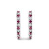 10K Gold Alternating Diamond and Red Ruby Huggy Hoop Earrings