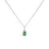 10K White Gold 5x3mm Gemstone and Diamond Accent Halo Oval Shape 18" Pendant Necklace (I-J Color, I1-I2 Clarity)-4