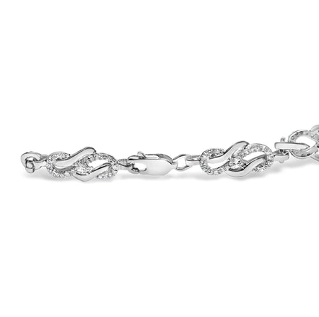 .925 Sterling Silver 1.0 Cttw Diamond Infinity Loop and Swirl Link Bracelet (I-J Color, I2-I3 Clarity) - 7.25" Inches-1