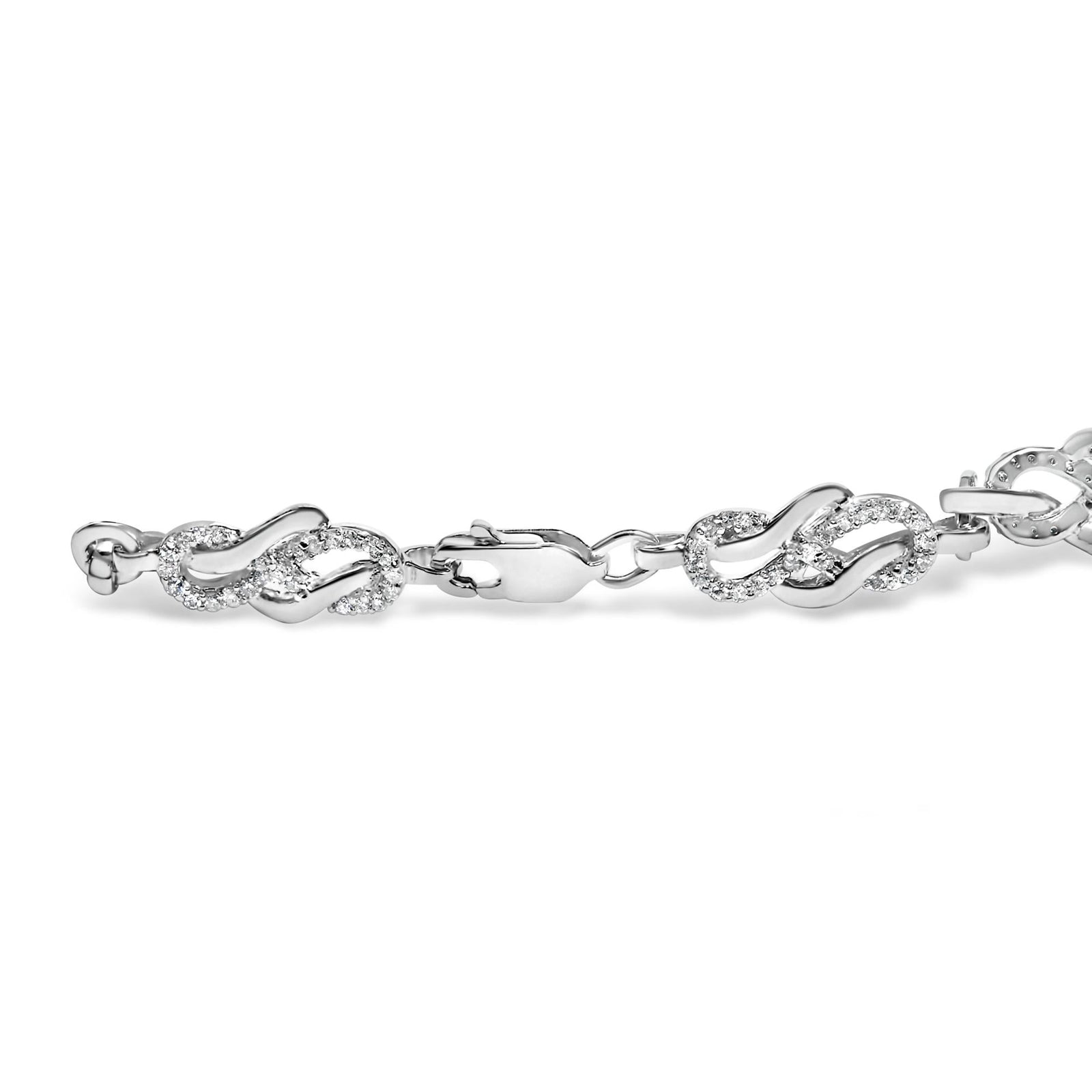 .925 Sterling Silver 1.0 Cttw Diamond Infinity Loop and Swirl Link Bracelet (I-J Color, I2-I3 Clarity) - 7.25" Inches-1