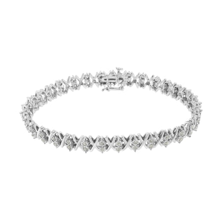 .925 Sterling Silver 1.0 Cttw Diamond Miracle-Set X-Link 7" Tennis Bracelet (I-J Color, I3 Clarity)-1