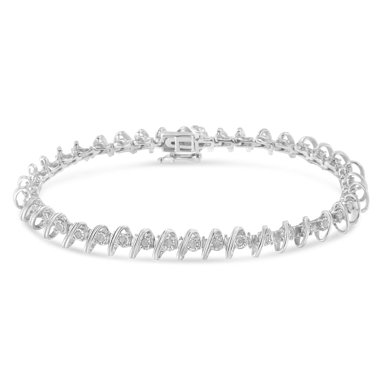 .925 Sterling Silver 1/2 Cttw Diamond Miracle-Set 7" Tennis Bracelet (I-J Color, I3 Clarity)-1
