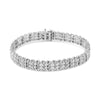 .925 Sterling Silver 1.00 Cttw Diamond Multi Row Heart Link Bracelet (H-I Color, I1-I2 Clarity) - 7.25" Inches-1