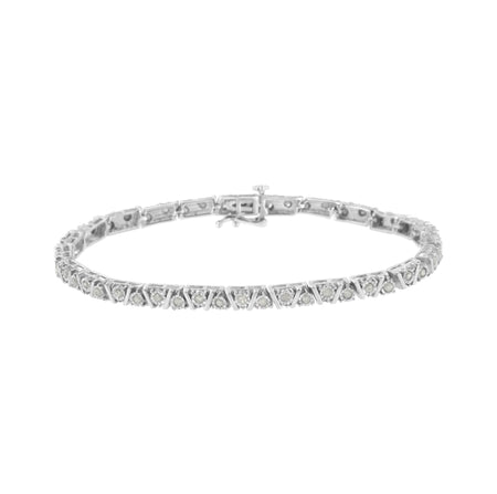 .925 Sterling Silver 1.0 cttw Miracle-Set Diamond Tennis Bracelet (I-J Color, I3 Clarity) - 7.25"-1
