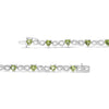 .925 Sterling Silver 1.00 Cttw Diamond and 4.00mm Lab Created Green Heart-Shaped Peridot Infinity Link Bracelet (I-J Color, I2-I3 Clarity) - 7.25"-2