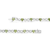 .925 Sterling Silver 1.00 Cttw Diamond and 4.00mm Lab Created Green Heart-Shaped Peridot Infinity Link Bracelet (I-J Color, I2-I3 Clarity) - 7.25"-3