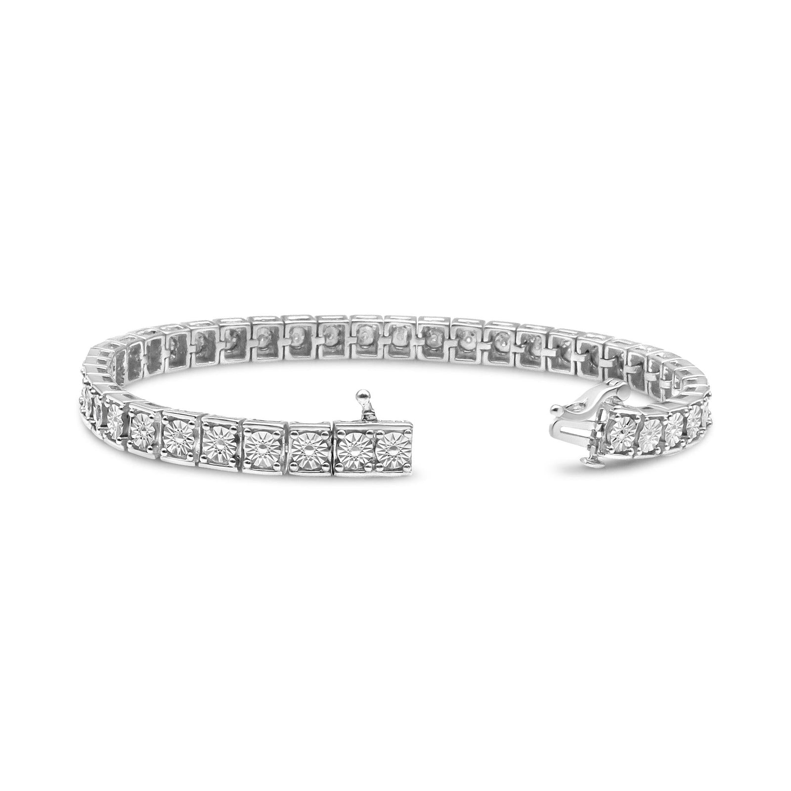 .925 Sterling Silver 1/4 Cttw Diamond Link Bracelet (I-J Color, I2-I3 Clarity) - Size 7.25"-1
