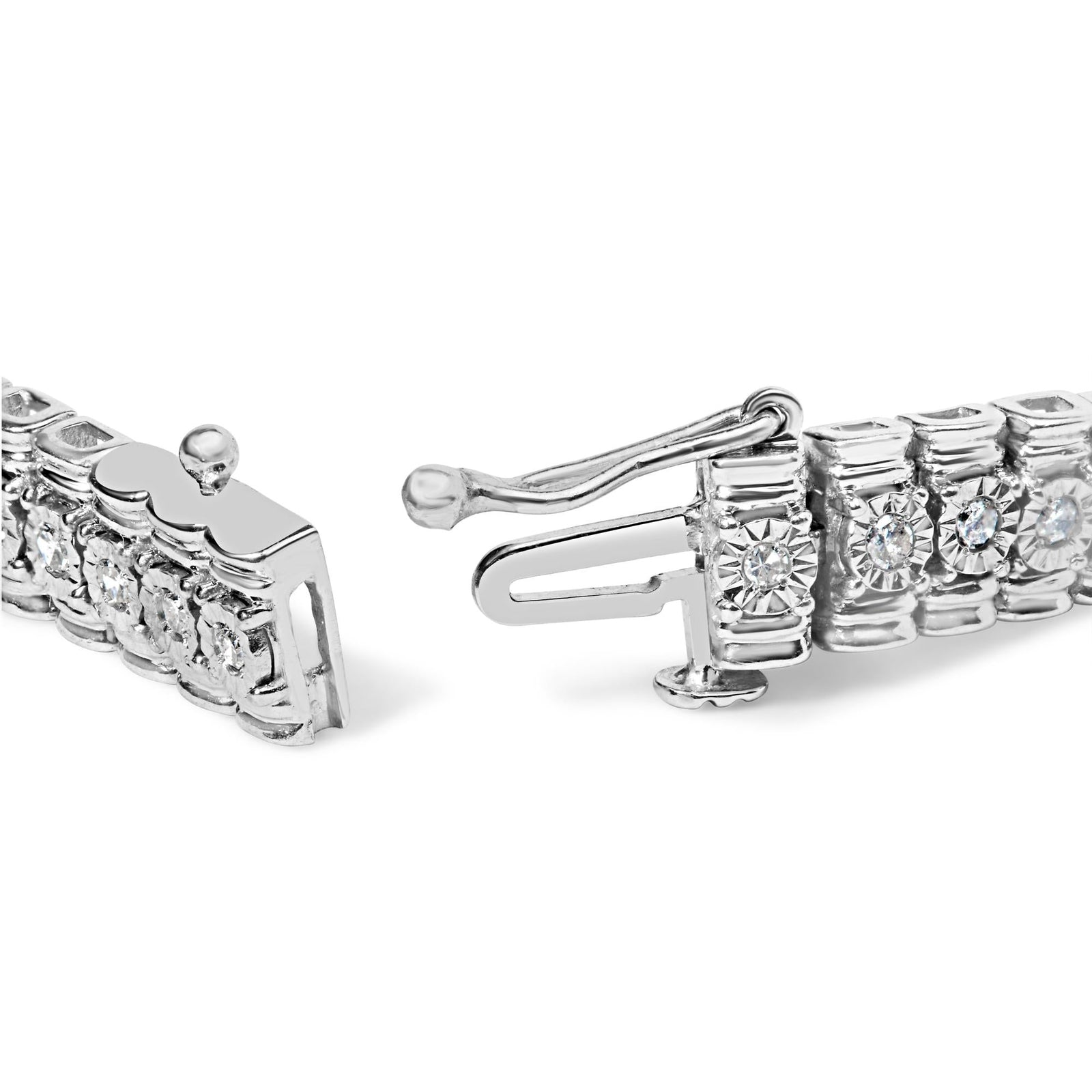 .925 Sterling Silver 1.0 Cttw Diamond Collar Line Link Bracelet (I-J Color, I1-I2 Clarity) - Size 7.25" Inches-1