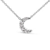 10K White Gold Diamond Accented Crescent Moon Shaped 18" Inch Pendant Necklace (H-I Color, I1-I2 Clarity)-1