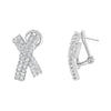 14K White Gold 2.0 Cttw Round-Brilliant Cut Diamond Domed X Shaped Omega Back Stud Earrings (H-I Color, I1-I2 Clarity)