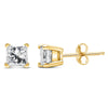 IGI Certified 14k Yellow Gold 1/2 cttw 4-Prong Set Princess-Cut Solitaire Diamond Push Back Stud Earrings (N-O Color, I1-I2 Clarity)-3