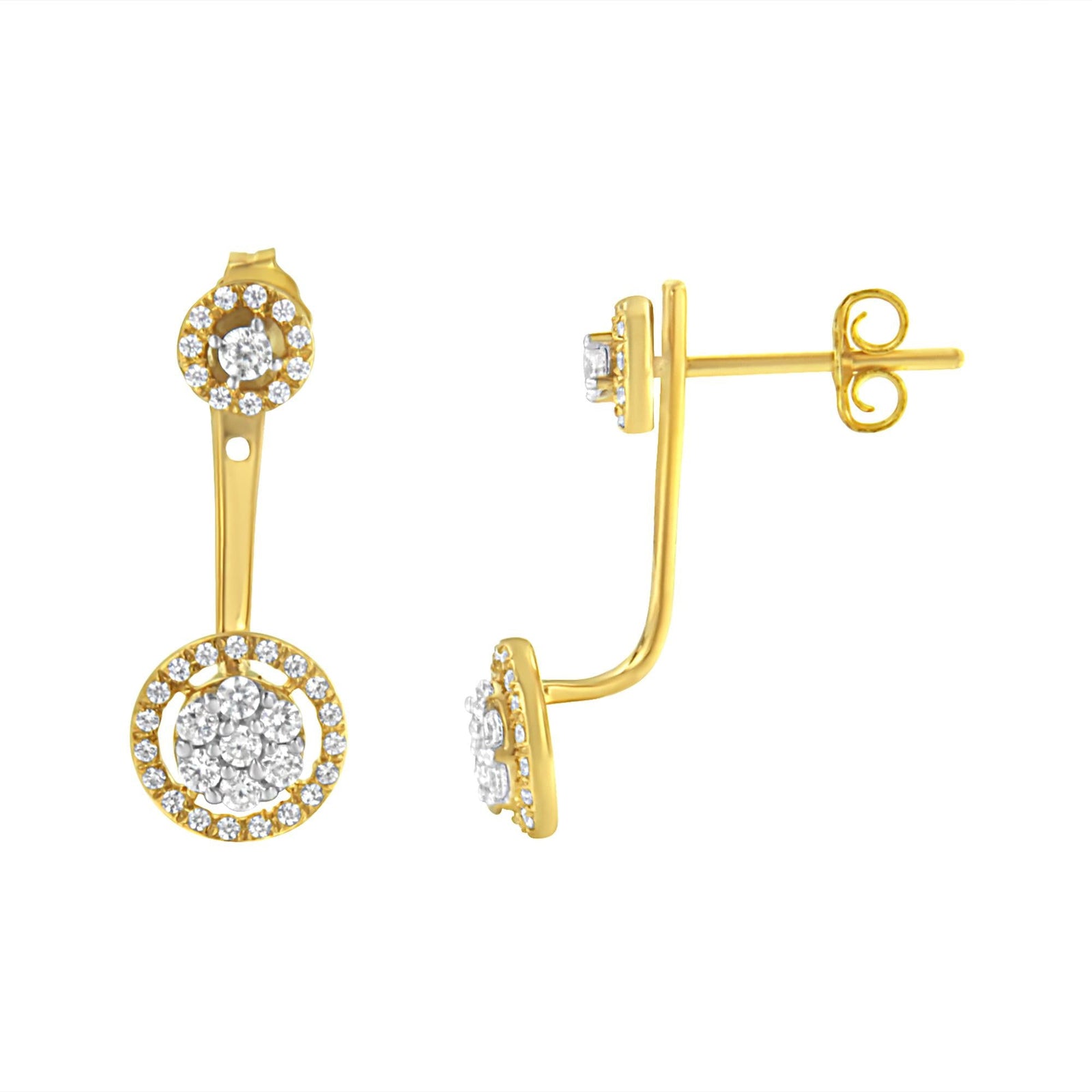 14K Yellow Gold Plated .925 Sterling Silver 5/8 Cttw Diamond Removable Stud and Dangle Earrings (I-J Color, I2-I3)-1