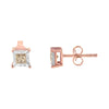 14K Rose Gold Plated Two-Tone .925 Sterling Silver 1/2 Cttw Princess-Cut Square Diamond Solitaire Miracle-Plate Stud Earrings (K-L Color, I2-I3 Clarity)-1