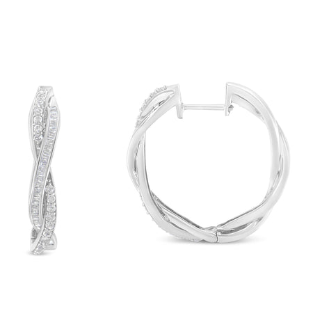 Sterling-Silver Diamond Hoop Earring (0.75 cttw, I-J Color, I2-I3 Clarity)-1