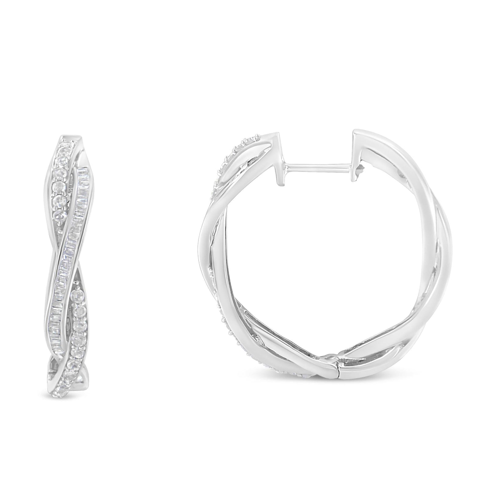 Sterling-Silver Diamond Hoop Earring (0.75 cttw, I-J Color, I2-I3 Clarity)-1