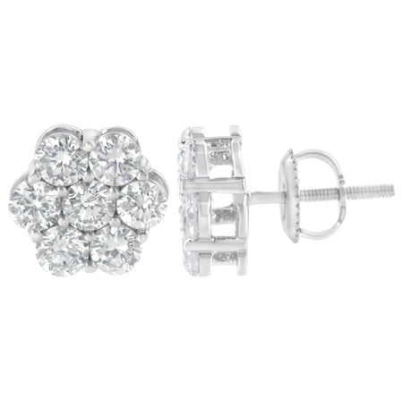 Sterling Silver 2 cttw Floral Composite 7 Stone Diamond Stud Earring (I-J, I1-I2)-1