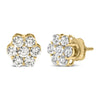 14K White Gold 1 1/2 cttw Prong Set Round-Cut Diamond Floral Cluster Stud Earrings (I-J Color, SI1-SI2 Clarity)