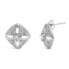 .925 Sterling Silver 1.0 Cttw Diamond Studded Rhombus Stud Earring (H-I Color, I2-I3 Clarity)-1