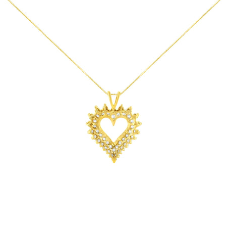 14K Yellow Gold Plated .925 Sterling Silver Brilliant-Cut Diamond Open Heart 18" Pendant Necklace (K-L Color, I1-I2 Clarity)-1