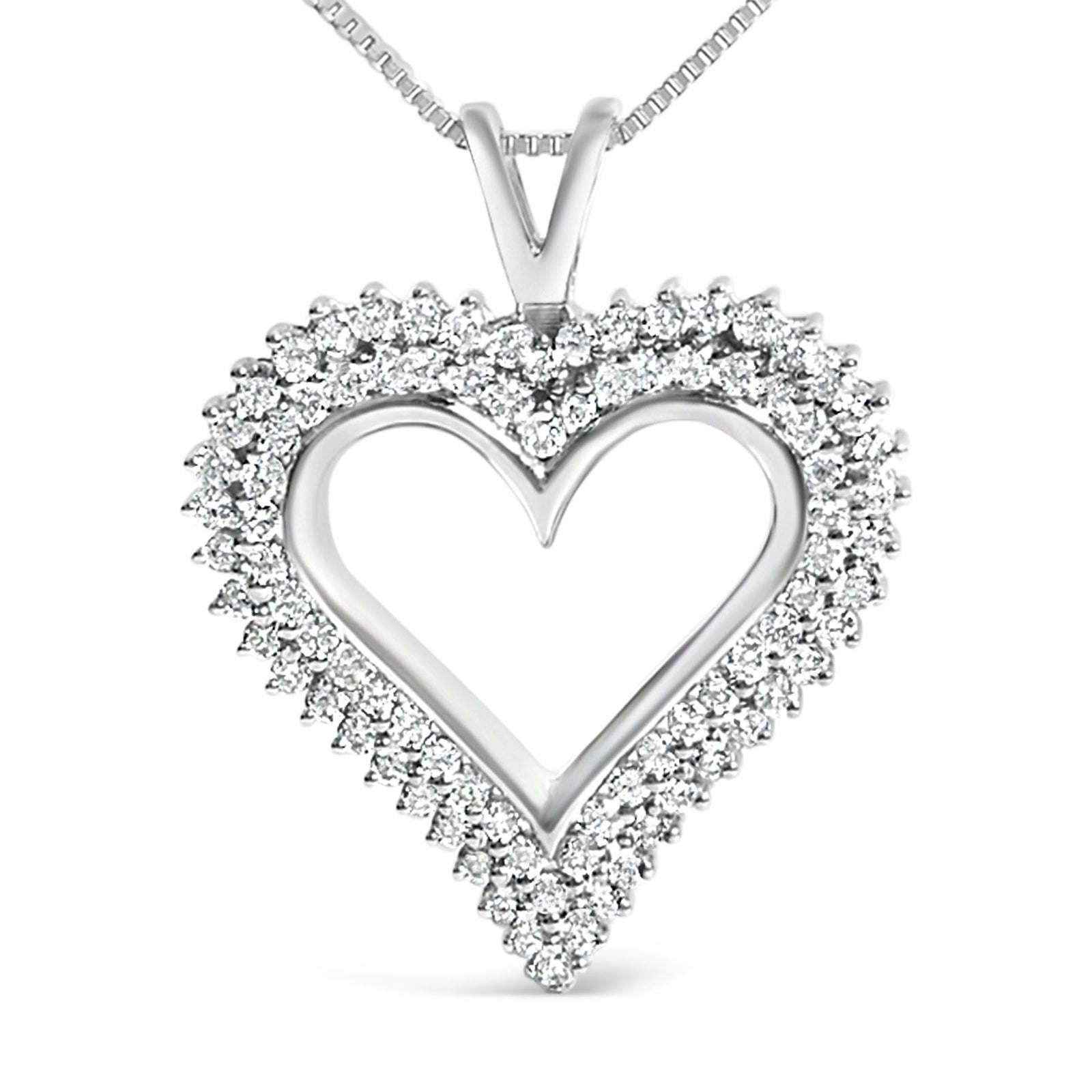 .925 Sterling Silver Diamond Heart 18" Pendant Necklace (I-J Color, I2-I3 Clarity)-3