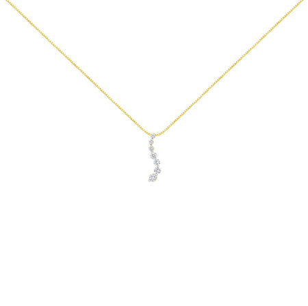 AGS Certified 14K Yellow Gold 2.0 Cttw Baguette and Brilliant Round-Cut Diamond Journey 18" Pendant Necklace (F-G Color, I1-I2 Clarity)-1