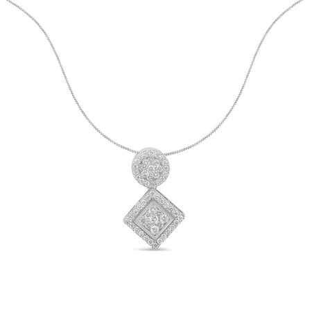 14K White Gold 1 cttw Diamond Pendant Necklace (H-I, I1-I2)-1