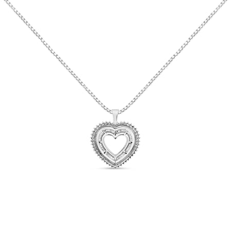 .925 Sterling Silver 1.0 Ctw Diamond Shadow Open Heart Halo 18" Pendant Necklace (I-J Color, I1-I2 Clarity)-1