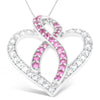 14K White Gold 1ct. TGW Diamond And Pink Sapphire Gemstone Pendant Necklace (G-H, SI2-I1)-1