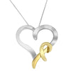 .925 Sterling Silver and 14K Yellow Gold Two-Tone Heart Shaped Pendant Necklace-1