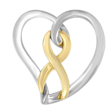 14K Gold and Silver Heart Bow Pendant Necklace-1