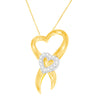 10K Two-Tone Gold 1/10 cttw Diamond Heart Pendant Necklace (H-I, I1-I2)-1