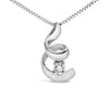 10K White Gold 1/10 Cttw Diamond Solitaire Spiral 18" Pendant Necklace (I-J Color, I2-I3 Clarity)-1