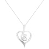 Espira 10K White Gold .03 Cttw Diamond-Accented Round-Cut Diamond Swirl Open Heart 18" Pendant Necklace (I-J Color, I2-I3 Clarity)-1