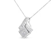 14k White Gold 2 1/10 Cttw Princess and Baguette Geometric Designed Diamond Pendant Necklace (G-H Color, VS1-VS2 Clarity) - NO CHAIN INCLUDED-1