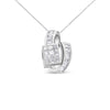14K White Gold 2 cttw Princess and Baguette Cut Diamond Double Loop Pendant Necklace (G-H, VS1-VS2)-1