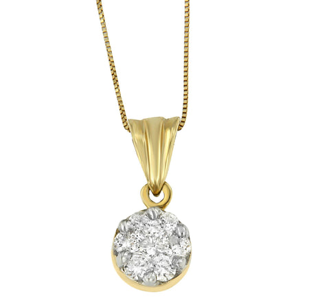 14K Yellow Gold 1/2 cttw Round Cut Diamond Circle Pendant Necklace (H-I, I1-I2)-1