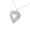 .925 Sterling Silver 1 1/4 Cttw Round and Baguette-Cut Diamond Composite Heart 18" Pendant Necklace (I-J Color, I1-I2 Clarity)-1