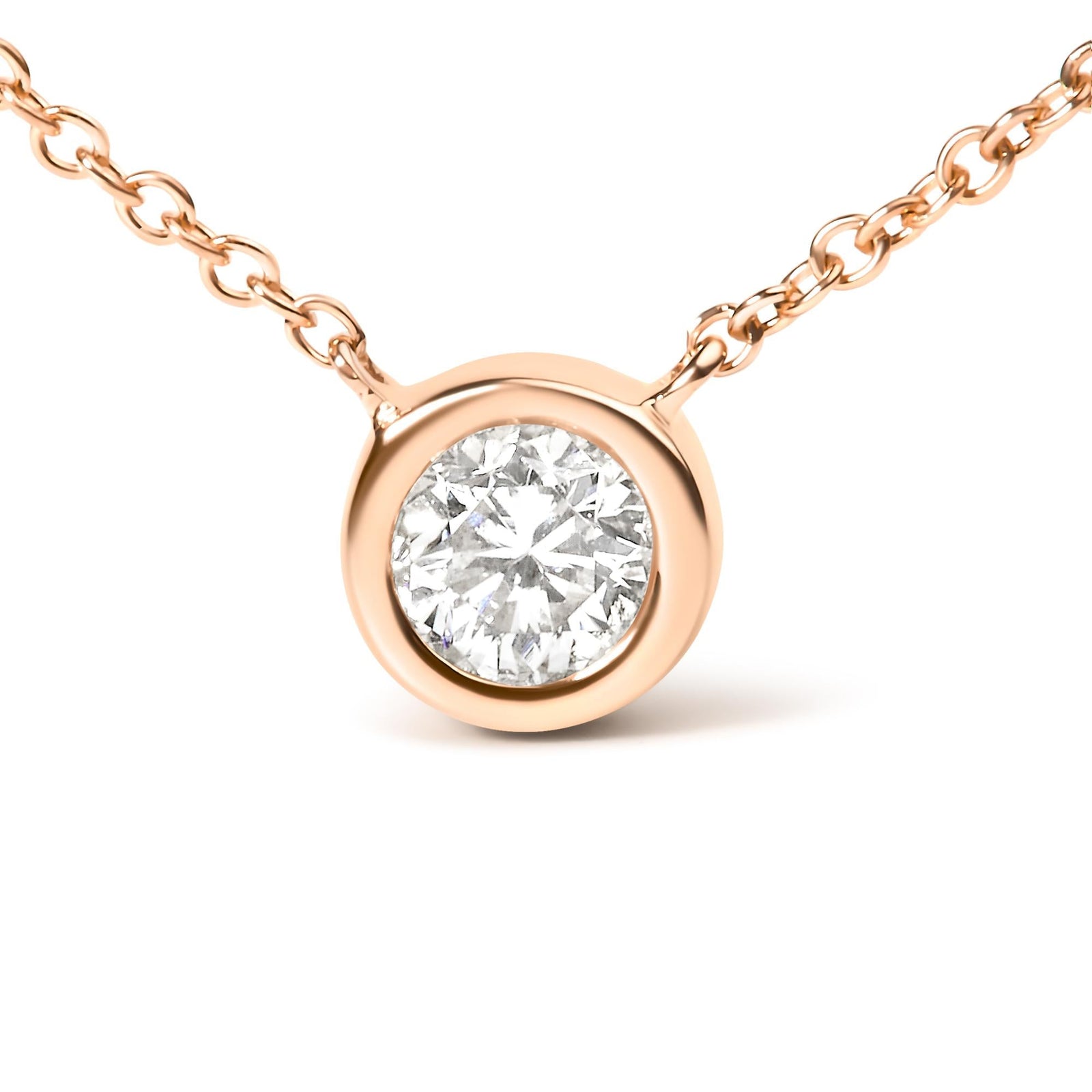 10K Gold 1/10 Carat Round Brilliant-Cut Diamond Modern Bezel-Set Solitaire 16"-18" Pendant Necklace-3