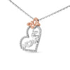 Two Tone .925 Sterling Silver 1/5 cttw Diamond "Mom" and Heart Pendant Necklace (H-I, I1-I2)-1