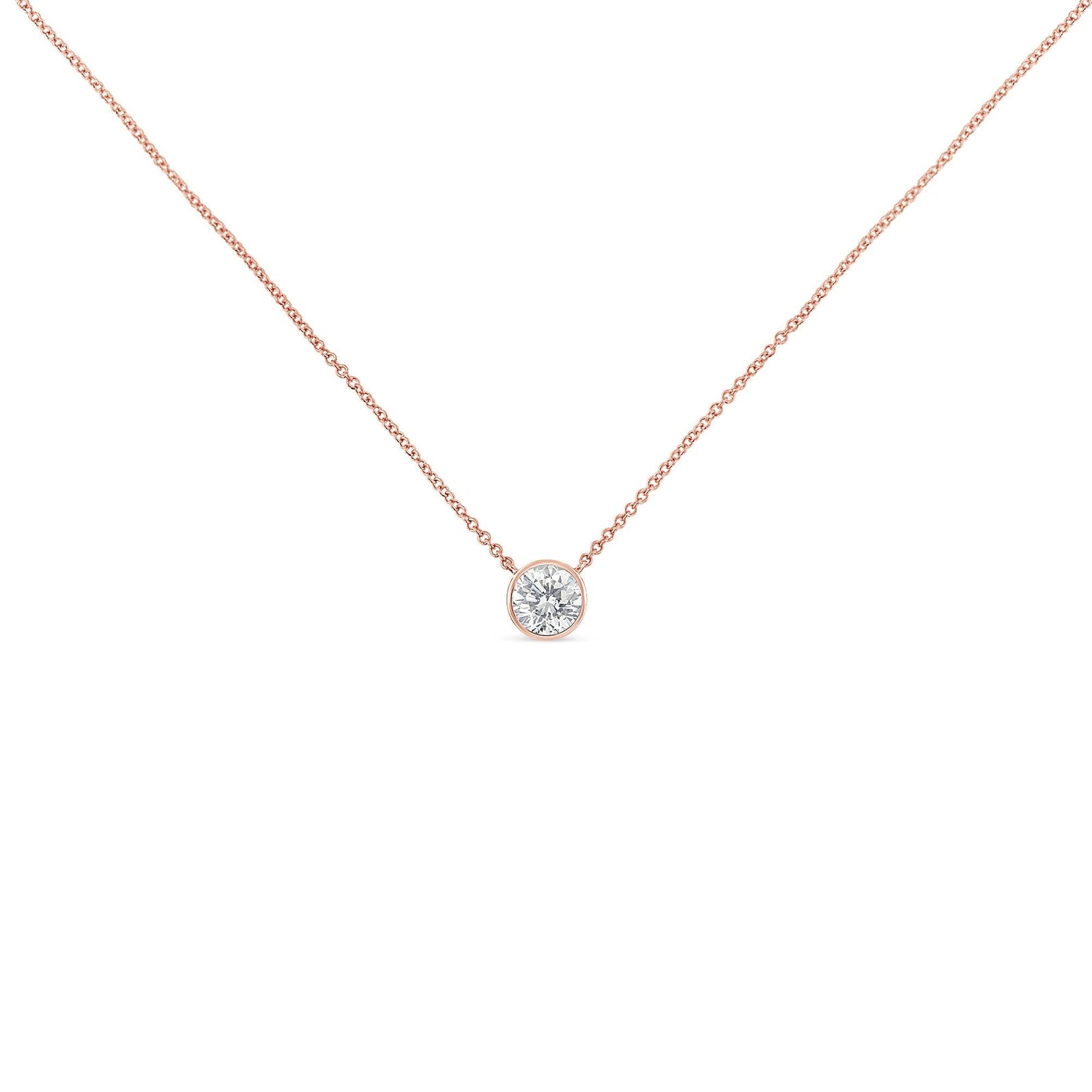 Sterling Silver Bezel-Set Diamond Solitaire Pendant Necklace (1/3 cttw, H-I Color, I1-I2 Clarity)-3
