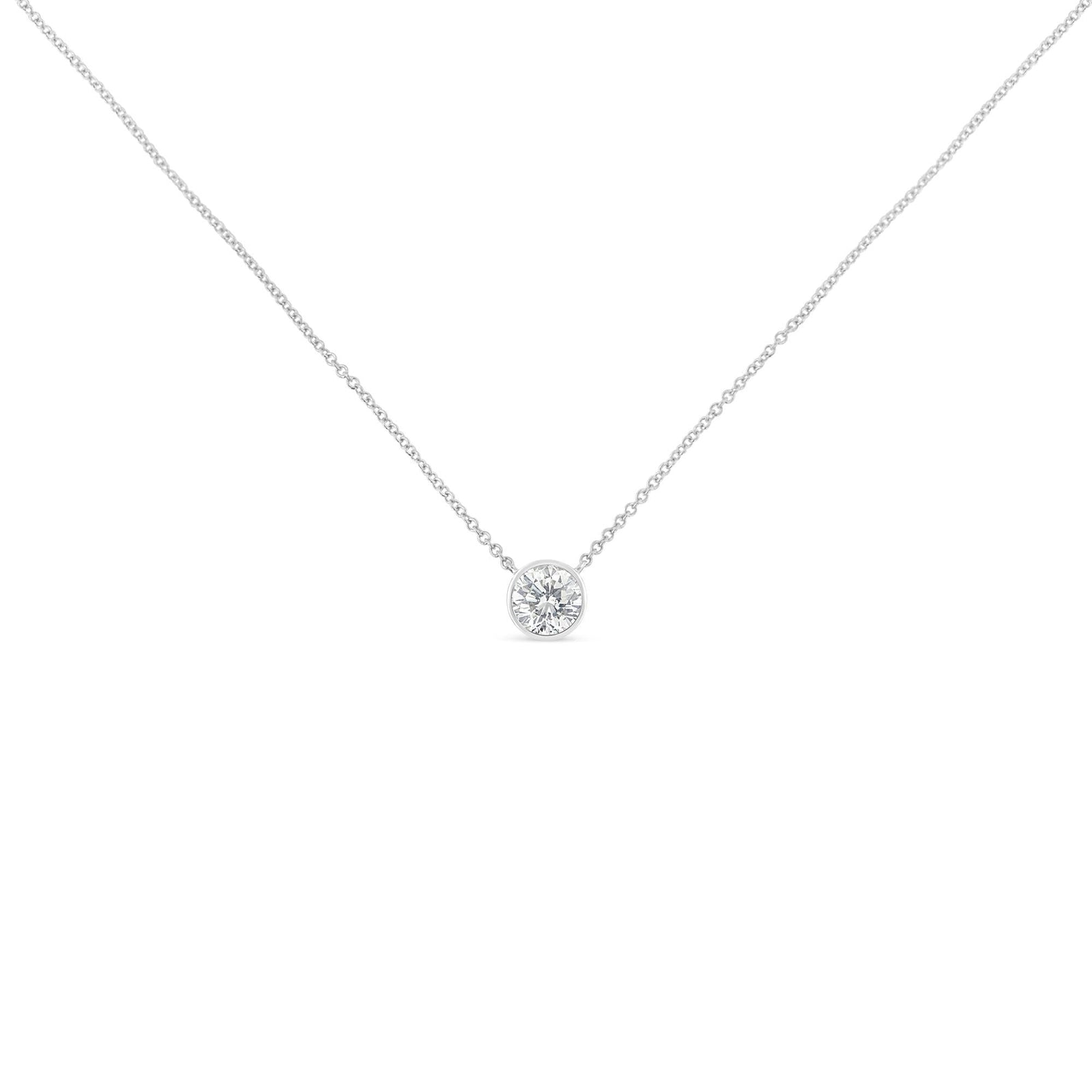 Sterling Silver Bezel-Set Diamond Solitaire Pendant Necklace (1/3 cttw, H-I Color, I1-I2 Clarity)-4