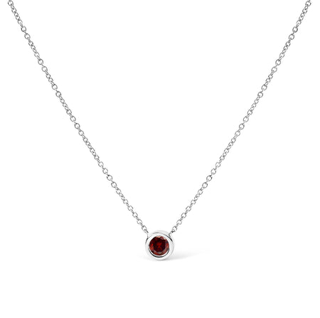 14K White Gold 1/2 Cttw Red Lab Grown Diamond Bezel-Set Solitaire 18" Pendant Necklace (Red Color, VS1-VS2 Clarity)-1