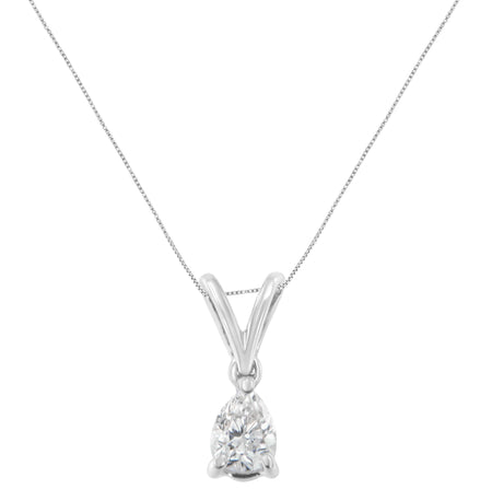 10K White Gold 1/5 cttw Diamond Pear Pendant Necklace (H-I, SI1-SI2)-1