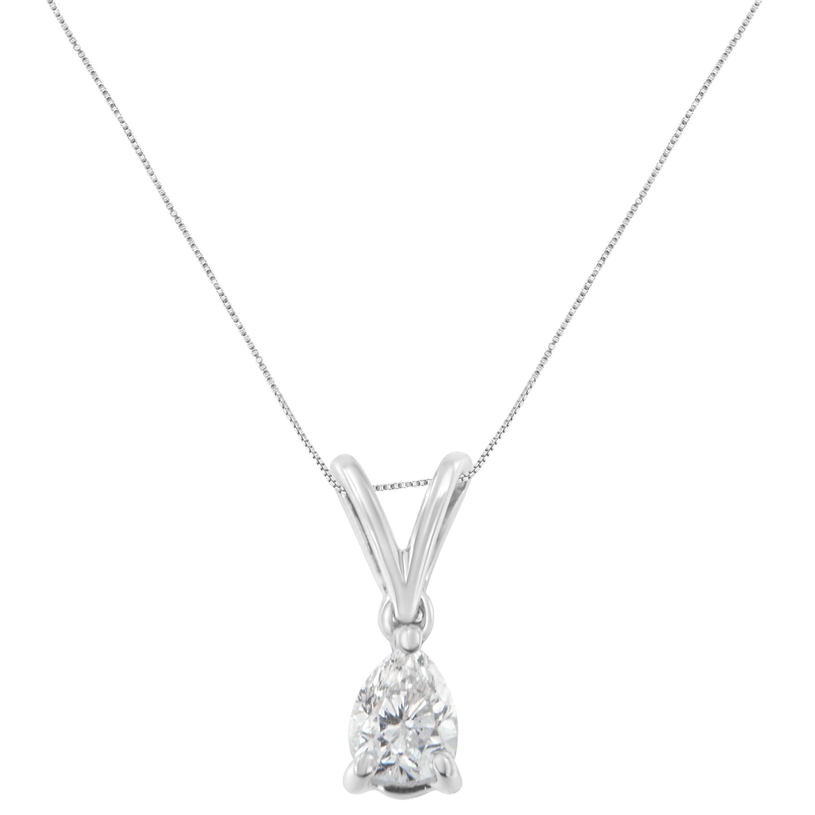 10K White Gold 1/5 cttw Diamond Pear Pendant Necklace (H-I, SI1-SI2)-1