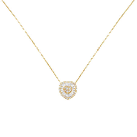 10KT Yellow Gold Diamond Heart Pendant Necklace (1/2 cttw, H-I Color, I1-I2 Clarity)-1
